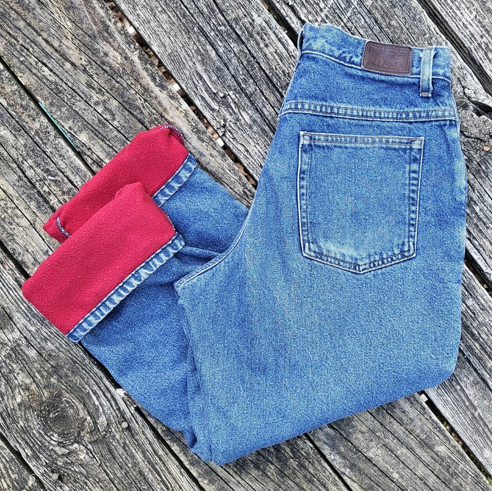 LL Bean Fleece Lined 90s Mom Jeans High Rise Fits 8 Petite